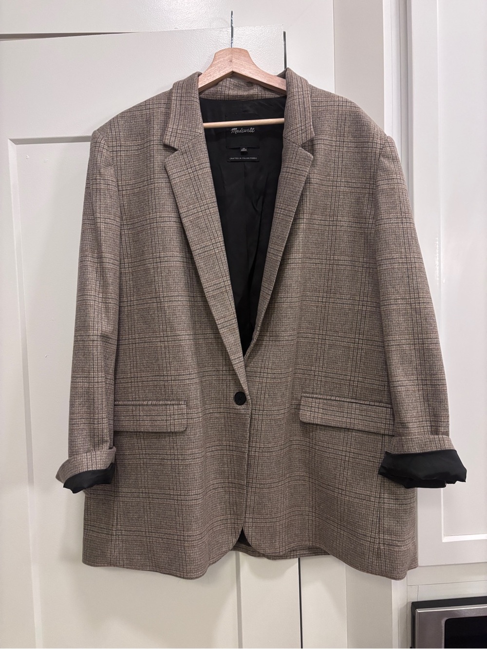 Madewell Brown Plaid Single-Button Blazer
